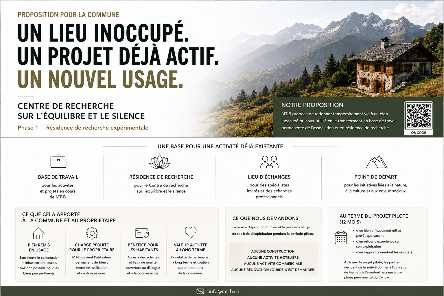 Centre de recherche sur l'équilibre et le silence — résidence de recherche, Phase 1